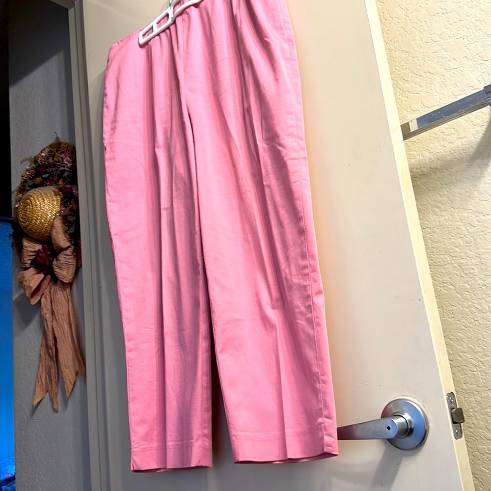Talbots stretch pants, soft pink, side zippers